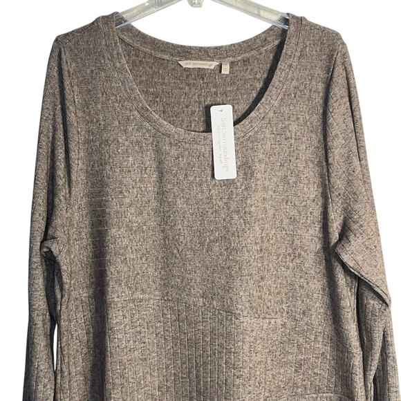 Soft Surroundings Clio Dress 2X Brown Heather Ribbed Knit Long Sleeve Maxi NWT - Picture 2 of 8